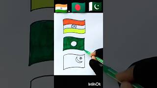 Flag India 🇮🇳 Bangladesh 🇧🇩 Pakistan 🇵🇰shorts art viral flag bangladesh independenceday [upl. by Tivad]