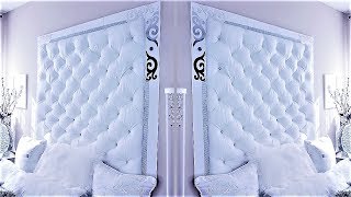 Make your own Showroom Wall with Crystal Tufted HeadBoard Diy Christmas Bedroom prep [upl. by Ratib642]