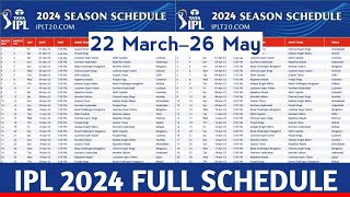 IPL 2024 – Schedule Time Table  Ipl 2024 Start Date Venue amp Full Schedule  Ipl Schedule Update [upl. by Karoly717]