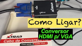 Como Instalar Conversor Adaptador HDMI VGA com saída áudio P2 [upl. by Jules]