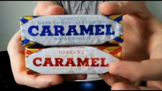 Tunnocks Milk and Dark Chocolate Caramel Wafer Biscuit Reviews [upl. by Yorgo]