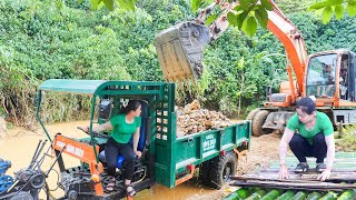 Rent an Excavator To Renovate The Farm After Big Flood  Rebuild The Bridge  Daily Farm [upl. by Lierbag]