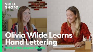 Olivia Wilde Learns Hand Lettering from Artist Jessica Hische [upl. by Hepsibah]