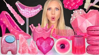 ASMR Pink Desserts Smash Heart Chocolate Peppa Pig Raspberry Jelly Among Us Mukbang 먹방 [upl. by Sirahs]