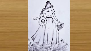 How to draw a girl step by step  Girl drawing for beginners  Pencil sketch easy way [upl. by Nivrem]