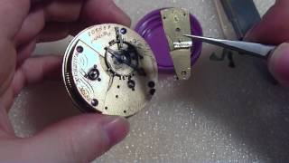 How I tighten a pocket watch hairspring collet Waltham Appleton Tracy [upl. by Durante]