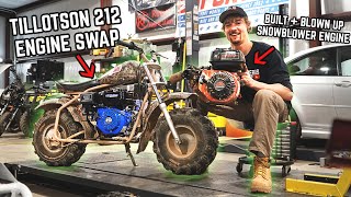 Blown Up Snowblower Powered Coleman Mini Bike Revival  Tillotson 212 Swap  Rip [upl. by Ydnat524]