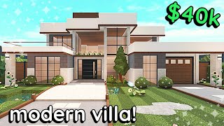 Fancy Modern Villa Bloxburg House Build 2 Story Exterior Tutorial [upl. by Ttihw]