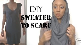 DIY No Sew Sweater to Infinity Scarf  SugarStil [upl. by Ahtenak]