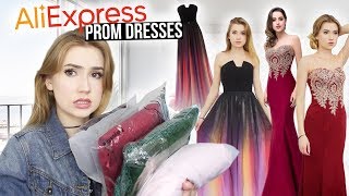 TRYING ON ALIEXPRESS PROM DRESSES Huge Success amp Giveaway [upl. by Allwein]