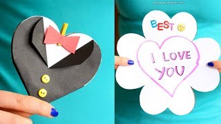 How to Make Father’s Day Tuxedo Heart Card  paper craft idea for kids [upl. by Pena]