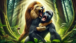 Gorilla Vs Lion Best Animated Images gorilla kingkong gorrilla lion lionfight animation [upl. by Aicrop751]