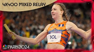 Femke Bol tracks down US team to win 4x400 mixed relay for Netherlands  Paris Olympics [upl. by Win]