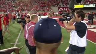 Bronco Mendenhall confronts heckling Utah fan [upl. by Anohs]