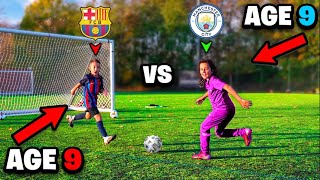 9 Year Old Girl vs 9 Year Old Boy Footballer KID LEWANDOWSKI [upl. by Noizneb255]