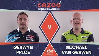 ABSOLUTELY INSANE GAME Price v Van Gerwen  2021 European Championships [upl. by Hudgens56]