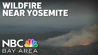 Wildfire near Yosemite prompts evacuations road closures [upl. by Aikan955]