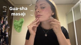 Gua Sha masajı ve günlük bakım rutinim 🧴🫧 [upl. by Nimajneb]