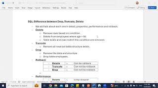 SQL Difference between Drop Truncate Delete [upl. by Aspa]