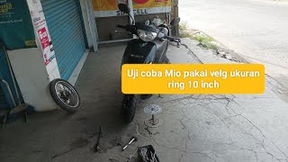 Motor mio sporty pakai ban dan velg ring 10 donut [upl. by Huberto]