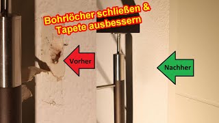 Bohrlöcher verschließen – Bohrlöcher bei Rauhfaser Tapete schließen  Löcher in Wand ausbessern [upl. by Adim]