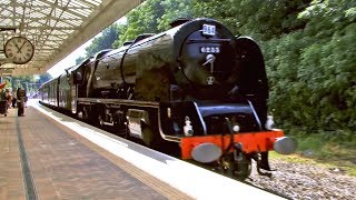 LMS 6233 Duchess of Sutherland Steam Train Passing PoultonleFylde Station 2010 HD [upl. by Makell461]