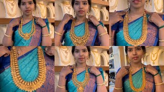 Gold Antique Light weight wedding Jewellery Necklace Row Mala 2 in 1 Haram Choker 12 Grams  Online [upl. by Akienat]