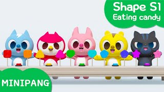 Learn shapes with MINIPANG  shape S1  Eating candy🍭  MINIPANG TV 3D Play [upl. by Kluge]