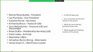 Marjoribanks Clan Zoom Meeting April 28th 2024 [upl. by Bathesda]