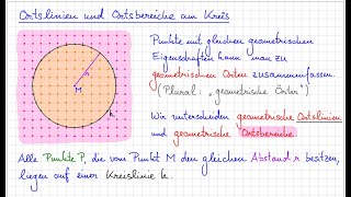 Mathematik  Klasse 7  Geometrie  Geometrische Orte  Ortslinien und Ortsbereiche am Kreis [upl. by Dorolice]