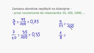 Zamiana ułamków zwykłych na dziesiętne [upl. by Atterrol]