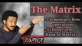 Elementary row operations echlon form amp rank of martix Freshman Mathematics tutorial in amharic [upl. by Ysdnil16]