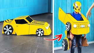 DIY CARDBOARD CAR COSTUME🚕 AMAZING PAPER CRAFTS FOR YOU [upl. by Peggy]