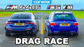 BMW M5 V10 Touring v BMW M440i DRAG RACE [upl. by Yztim]