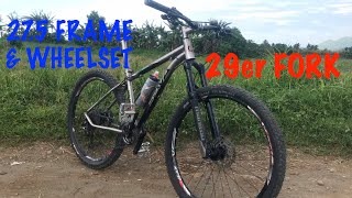 29ER FORK INSTALLED IN 275 FRAME AND WHEELSET SETUP REVIEW [upl. by Lejna792]