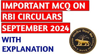 Important MCQ on RBI Circulars September 2024 I Monthly RBI Circulars I Hindi [upl. by Viridis]