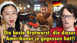 Our Reaction to FIRST TIME Trying a German BRATWURST  Nürnberger Bratwurst in Bavaria [upl. by Hild]