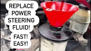 HOW TO REPLACE POWER STEERING FLUID Fast Easy No Tools Needed [upl. by Thorny]