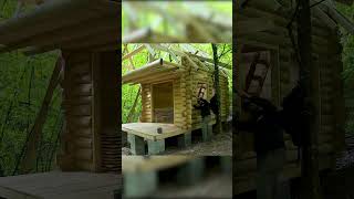 Building Second Floor of My Wooden Cabin woodworking woodhouse bushcraft wood [upl. by Benzel]