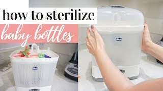 HOW TO STERILIZE BABY BOTTLES  CHICCO NATURALFIT 3IN1 MODULAR STERILIZER  BABY ESSENTIALS [upl. by Ssilem]