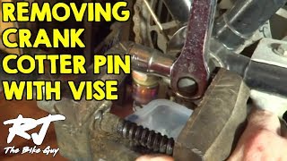 How To Remove Stuck Crank Cotter Pin With A Vise On Vintage Bike [upl. by Ahteres195]