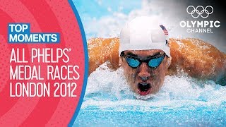 ALL Michael Phelps Olympic Medal Races from London 2012  Top Moments [upl. by Mamoun476]