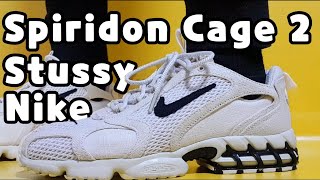 Stussy X Nike Air Zoom Spiridon Cage2 Fossil unboxingNike Stussy Spiridon on feet review [upl. by Nork]