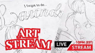 17th Live Drawing Stream Inking and Shading [upl. by Rogerg]