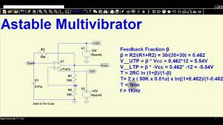 LTSpice Opamp Astable Multivibrator  Simulation [upl. by Joellen114]