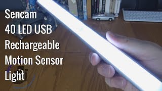 Sencam 40 LED USB Rechargeable Motion Sensor Cupboard Light Unboxing [upl. by Litch]