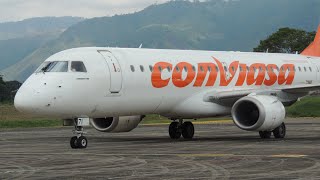 Incredible view Conviasa Embraer 190 landing at Valera airport SVVL [upl. by Airdnaxela424]