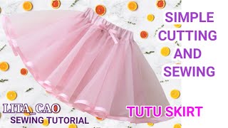 SIMPLE CUTTING AND SEWING TUTU SKIRT [upl. by Nrek]