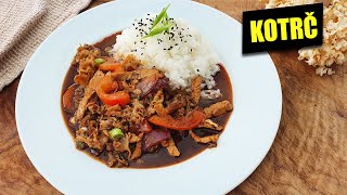 Vepřové nudličky s kotrčem kadeřavým  kotrč recept [upl. by Ativak]