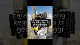 Cara pekerja Memasang Kembang Api Di Gedung atau Tower Tinggi [upl. by Buffo572]